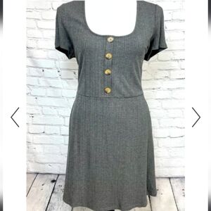JustFab Gray Button Dress